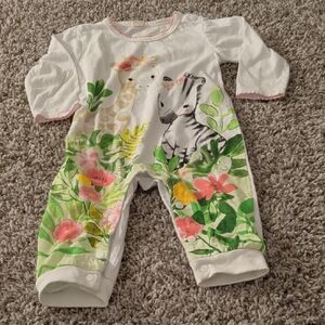 6/$35 White Jungle Safari Baby Romper